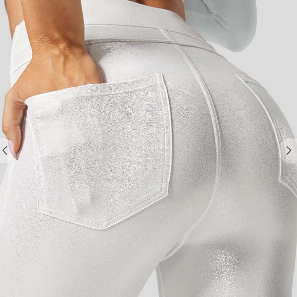 Halara Softly Zero Faux leather leggings- Brand new, tags attached Shiny White